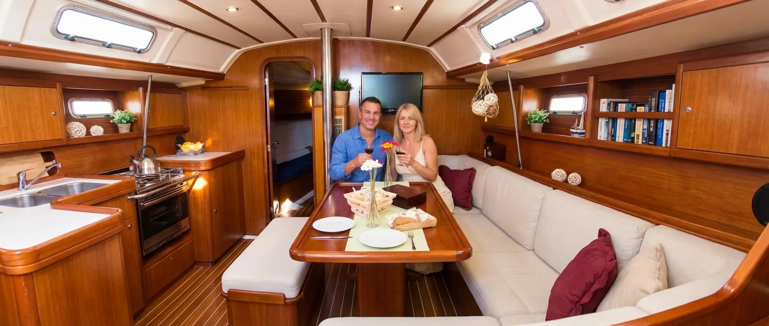 ביאכטה פרטית עם סלון ממוזג ואווירה מפנקת